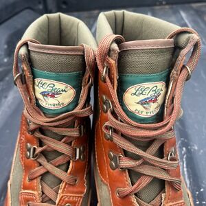 LL Bean Fly Fishing Wading Boots Mens 12 Brown Olive Green Vintage High Top